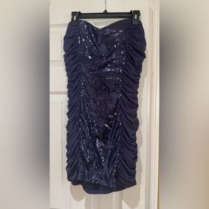 Purple Sequin Ruched Cocktail Dress